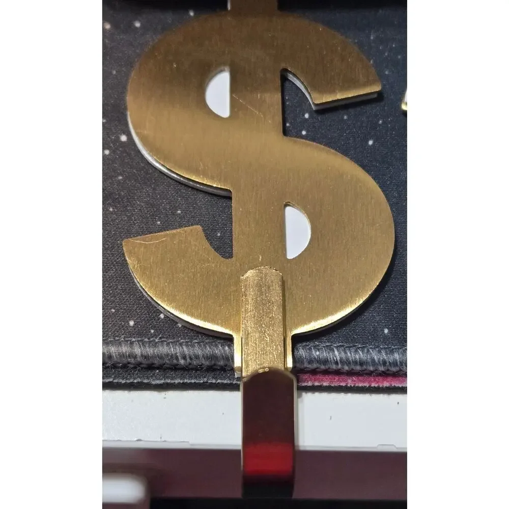 Brushed Gold Dollar Sign Wall Hooks Set of 4 Modern Decorative Hangers